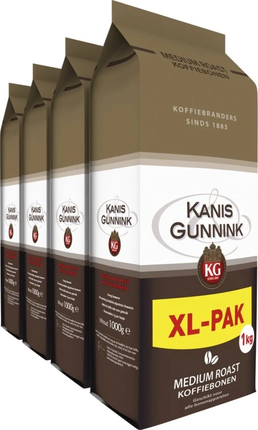 Kanis & Gunnink Medium Roast Koffiebonen - 4 X 1000 Gram - Voordeelverpakking -Koffiebenodigdheden Winkel