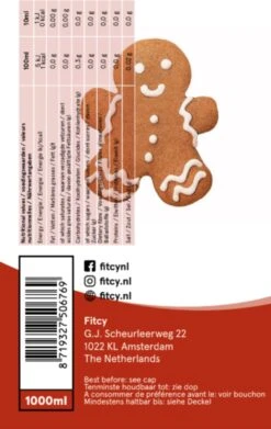 Fitcy | Koffiesiroop | Gingerbread | Barista Syrup | Zero | Vegan | Vetvrij | Suikervrij | Keto-vriendelijk | Koffie | Siroop | MET DOSEERPOMP | 1L -Koffiebenodigdheden Winkel 759x1200