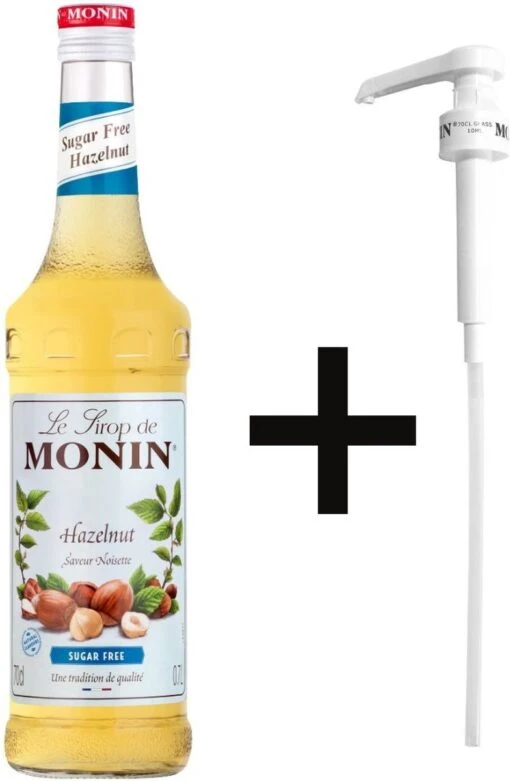 Monin Hazelnoot Suikervrij 70cl Koffiesiroop Met Doseer Pompje -Koffiebenodigdheden Winkel