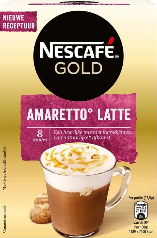 Nescafé Gold Amaretto Latte Oploskoffie - 6 Doosjes à 8 Zakjes -Koffiebenodigdheden Winkel 794x1200 3