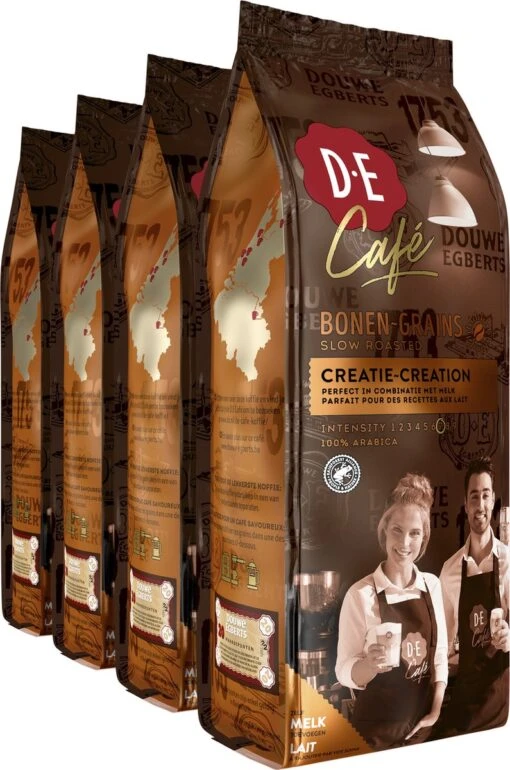 Douwe Egberts D.E Café Creatie Koffiebonen - 7/9 Intensiteit - 4 X 500 Gram -Koffiebenodigdheden Winkel