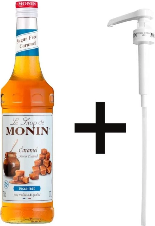 Monin Caramel Suikervrij 70cl Koffiesiroop Met Doseer Pompje -Koffiebenodigdheden Winkel