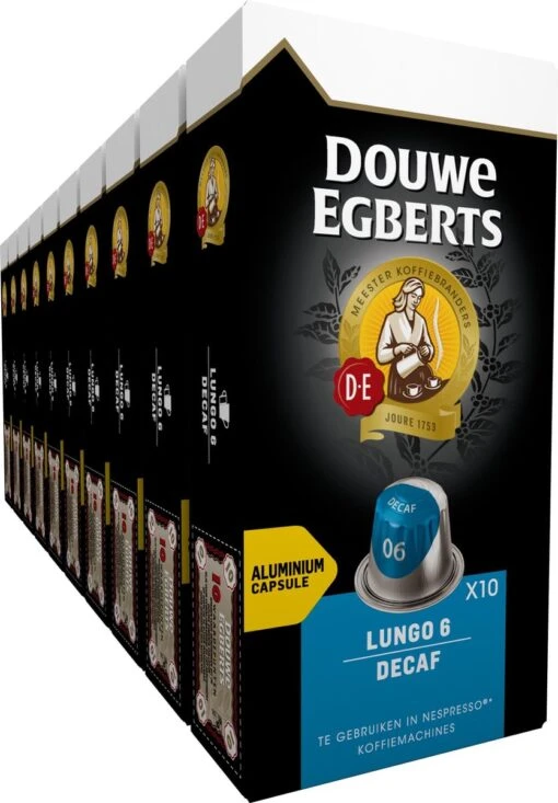 Douwe Egberts Lungo Decaf Koffiecups - Intensiteit 6/12 - 10 X 10 Capsules -Koffiebenodigdheden Winkel 835x1200 1