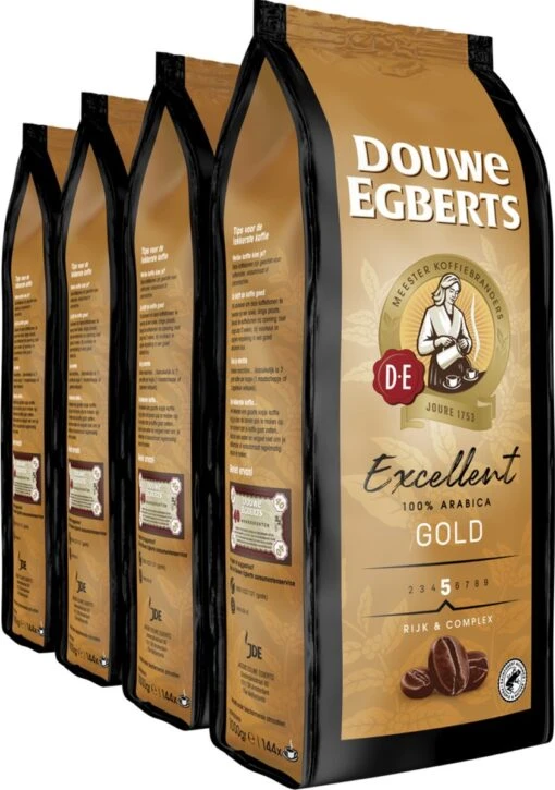 Douwe Egberts Excellent Gold Koffiebonen - 5/9 Intensiteit - 4 X 1kg -Koffiebenodigdheden Winkel