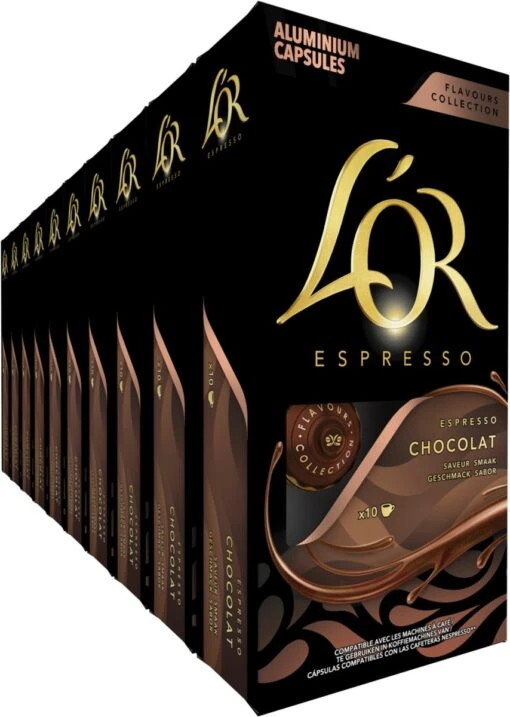 L'OR Espresso Chocolat Koffiecups - 10 X 10 Capsules -Koffiebenodigdheden Winkel