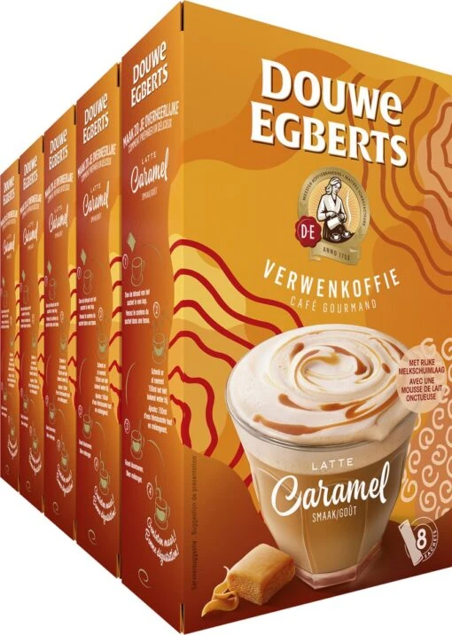 Douwe Egberts Verwenkoffie Latte Caramel Oploskoffie - 5 X 8 Zakjes -Koffiebenodigdheden Winkel 855x1200 3