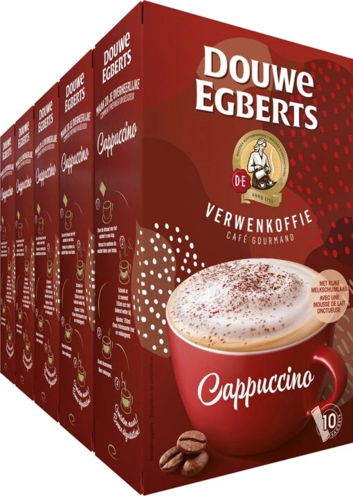 Douwe Egberts Verwenkoffie Cappuccino Oploskoffie - 5 X 10 Zakjes -Koffiebenodigdheden Winkel