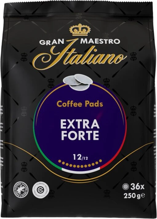 Gran Maestro Italiano – Extra Forte - Koffiepads - Senseo Compatibel Pads – Krachtig En Karakteristiek - 6 X 36 Pads -Koffiebenodigdheden Winkel