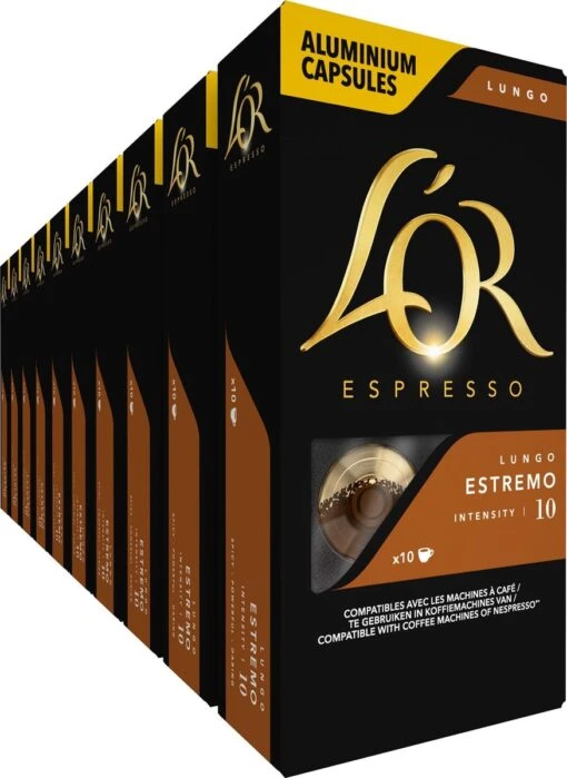 L'OR Lungo Estremo Koffiecups - Intensiteit 10/12 - 10 X 10 Capsules -Koffiebenodigdheden Winkel 875x1200 2