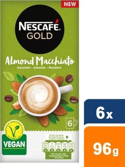 Nescafé Gold Almond Macchiato Oploskoffie - 6 Doosjes à 6 Zakjes -Koffiebenodigdheden Winkel 900x1200 2