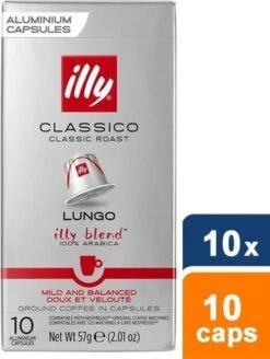 Illy Lungo Classico Koffiecups - Intensiteit 5/9 - 10 X 10 Capsules -Koffiebenodigdheden Winkel 904x1200