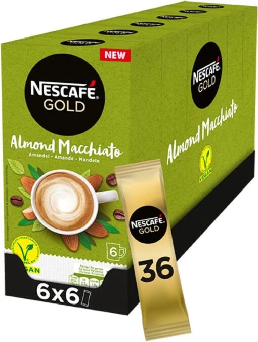 Nescafé Gold Almond Macchiato Oploskoffie - 6 Doosjes à 6 Zakjes -Koffiebenodigdheden Winkel 906x1200 2