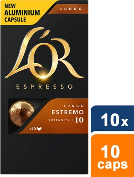 L'OR Lungo Estremo Koffiecups - Intensiteit 10/12 - 10 X 10 Capsules -Koffiebenodigdheden Winkel 909x1200 1