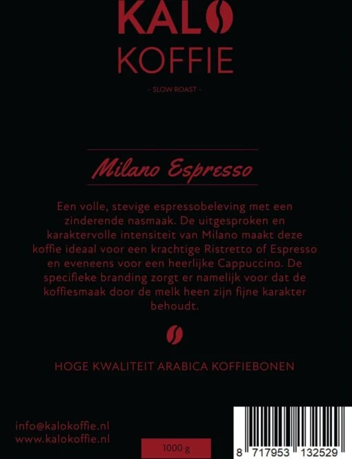 Kalo Koffie - 100% Arabica Koffiebonen - Milano Espresso - 1kg - Exclusieve Koffie -Koffiebenodigdheden Winkel