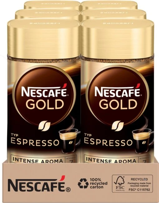 Nescafé Gold Espresso Oploskoffie - 6 Potten à 100 Gram -Koffiebenodigdheden Winkel 943x1200 1