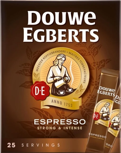 Douwe Egberts Espresso Sticks Oploskoffie - 6 X 25 Zakjes -Koffiebenodigdheden Winkel