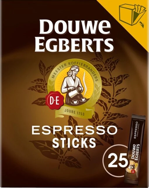 Douwe Egberts Espresso Sticks Oploskoffie - 6 X 25 Zakjes -Koffiebenodigdheden Winkel