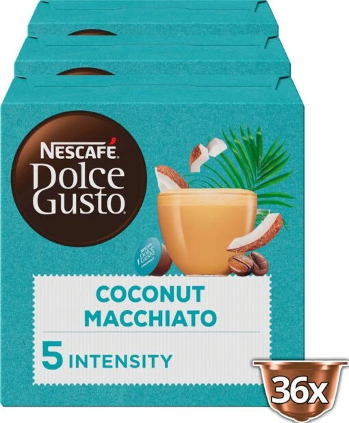 Nescafé Dolce Gusto Coconut Macchiato Capsules - Vegan Koffie - 36 Koffiecups -Koffiebenodigdheden Winkel 991x1200 1