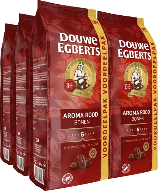 Douwe Egberts Aroma Rood Koffiebonen - 4 X 1000 Gram - Extra Grote Verpakking -Koffiebenodigdheden Winkel